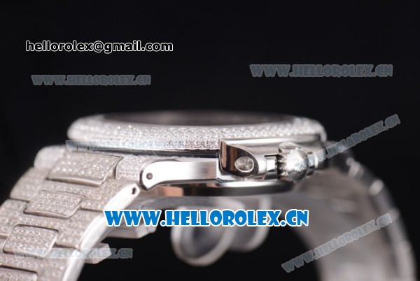 Patek Philippe Jumbo Nautilus Miyota 9015 Automatic Steel/Diamonds Case with Diamonds Dial and Stick Markers - Click Image to Close